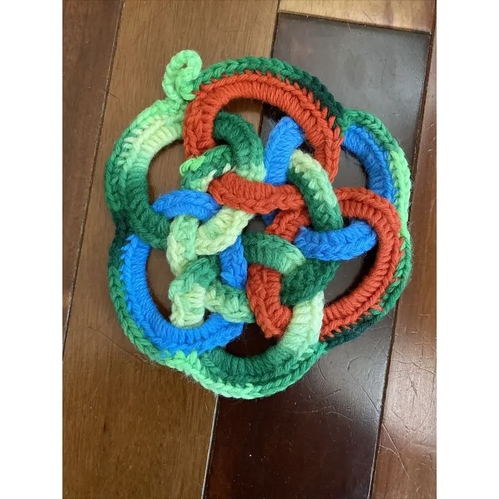 Vintage Crochet Potholders/ Hot‎ Pads + crochet bottle dress (?).